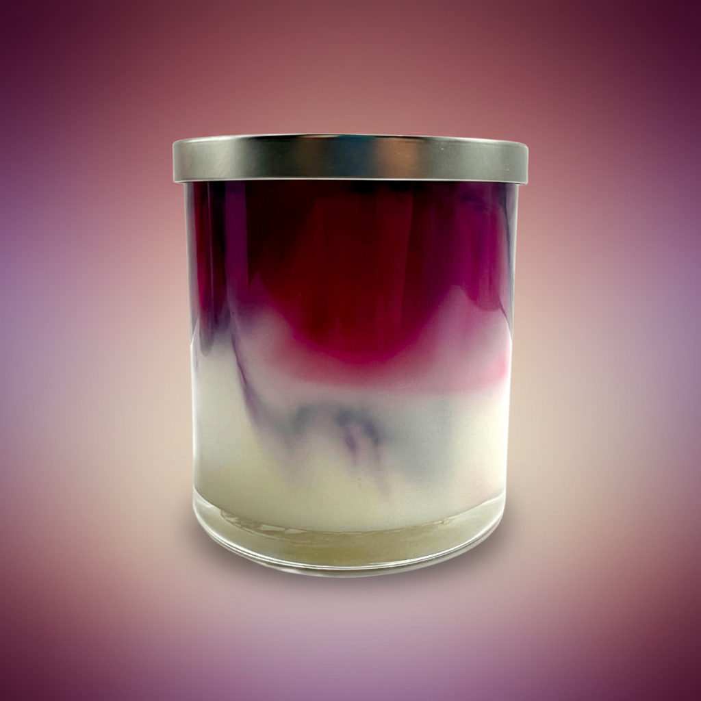 Cashmere Plum & Vanilla Candle with Complementary Background