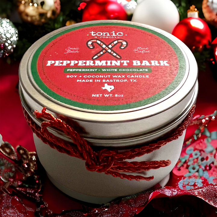 Peppermint Bark Candle, 8oz Tin (Limited Edition)