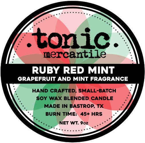 Ruby Red Mint Tie Dye Color Swirl Candle - 9oz - Tonic Mercantile